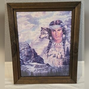 Jonnie K Kostoff Male Portrait Print - Wood Framed - Native American